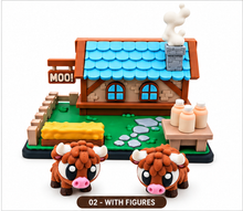Highland Cow Farm Playset – 3D Printed Cow Farmhouse Playset & Gift