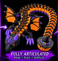Halloween Spiderweb Dragon – Articulated 3D Printed Dragon with Pumpkin Witch Hat Tail