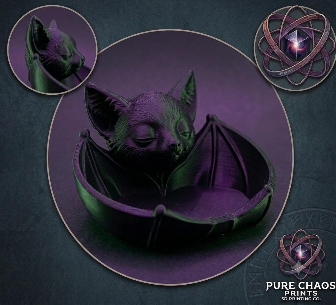 Sleeping Bat Soap Dish, Sponge Holder & Trinket Tray
