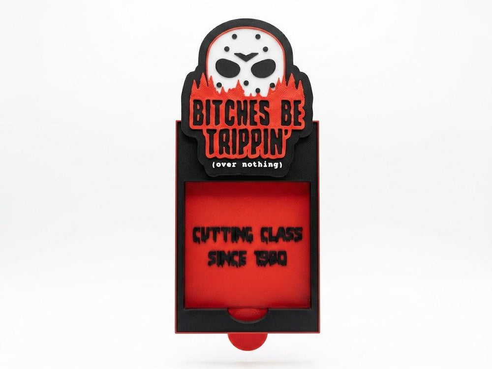 3D Printed Horror Movie Sticky Note Holder: Hockey Mask, Sarcastic Office Decor