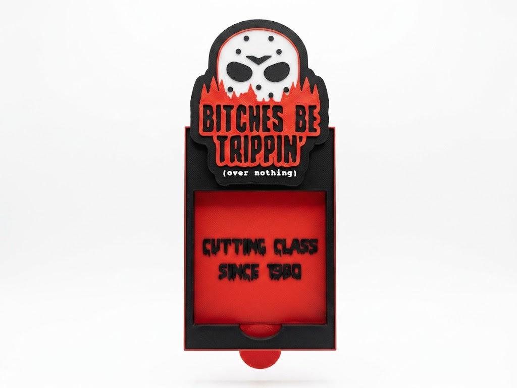 3D Printed Horror Movie Sticky Note Holder: Hockey Mask, Sarcastic Office Decor