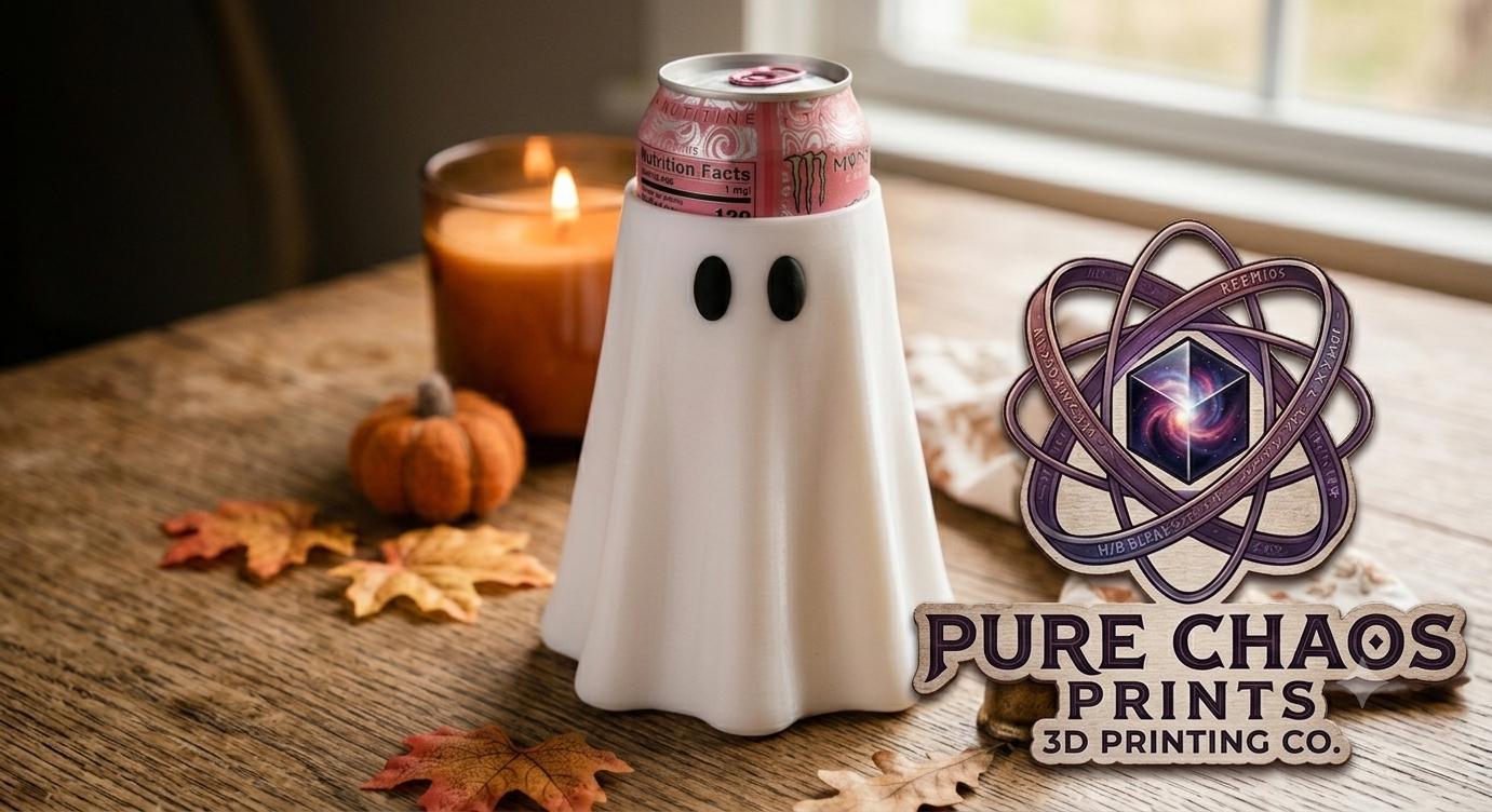 3D Printed Ghost Can Holder | Spooky Halloween Energy Drink Sleeve