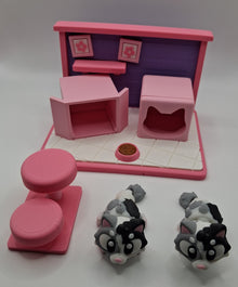 3D Printed Cat Playset with 2 Articulated Cats | Interactive Kitty Room Playset