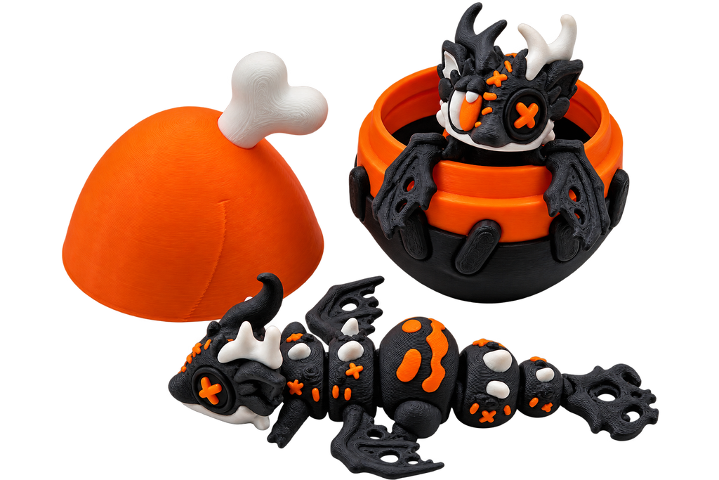 Halloween Dragon with Egg | 3D Printed Articulated Dragon | Spooky Dragon | Halloween Gift