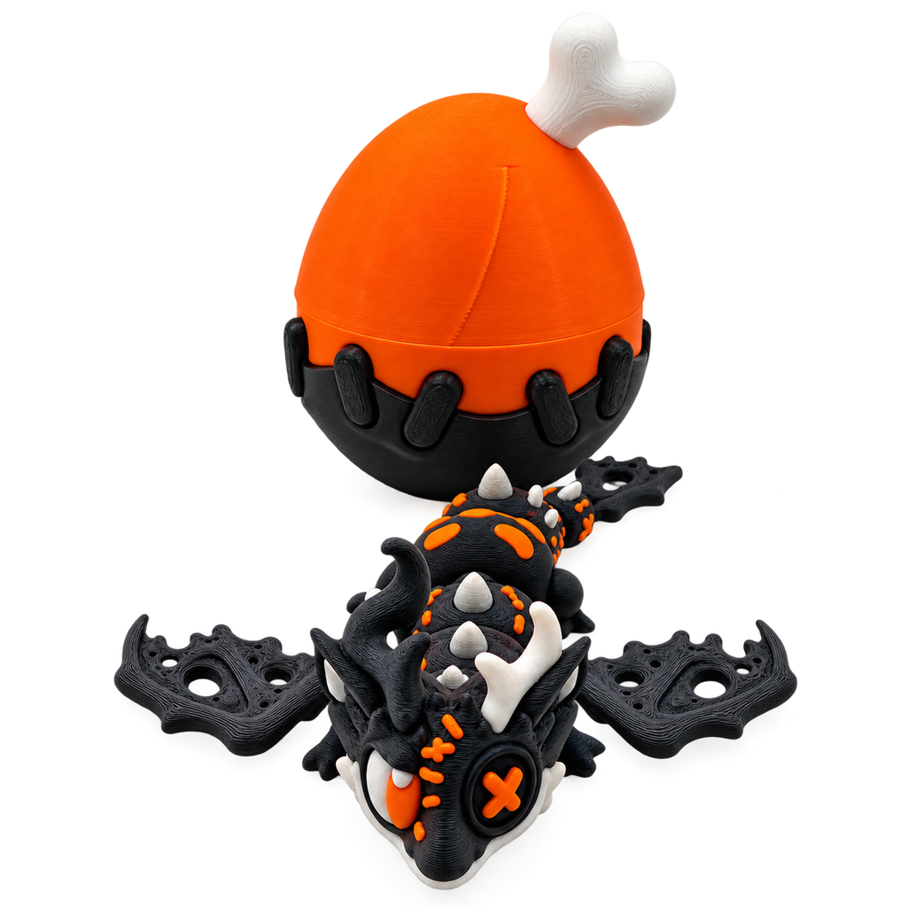 Halloween Dragon with Egg | 3D Printed Articulated Dragon | Spooky Dragon | Halloween Gift