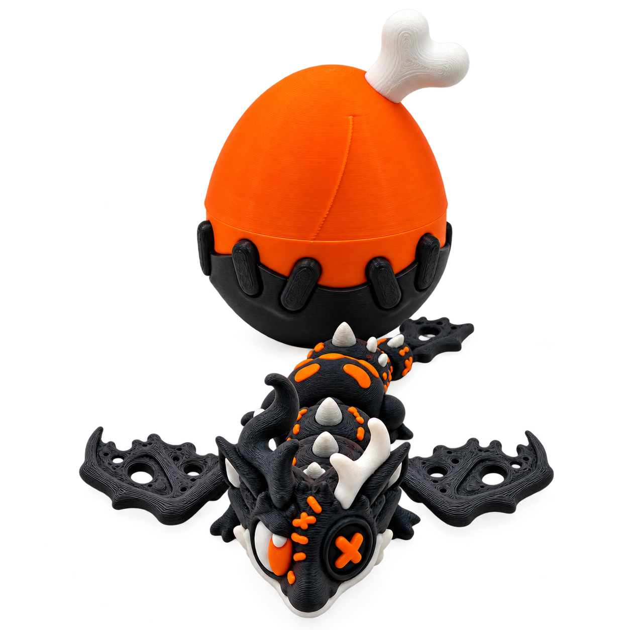 Halloween Dragon with Egg | 3D Printed Articulated Dragon | Spooky Dragon | Halloween Gift