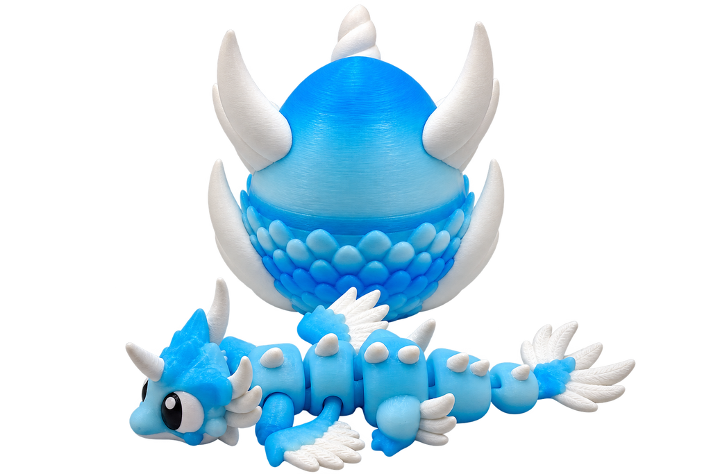 Ice Dragon with Egg | 3D Printed Articulated Dragon | Frost Dragon | Fantasy Dragon Gift