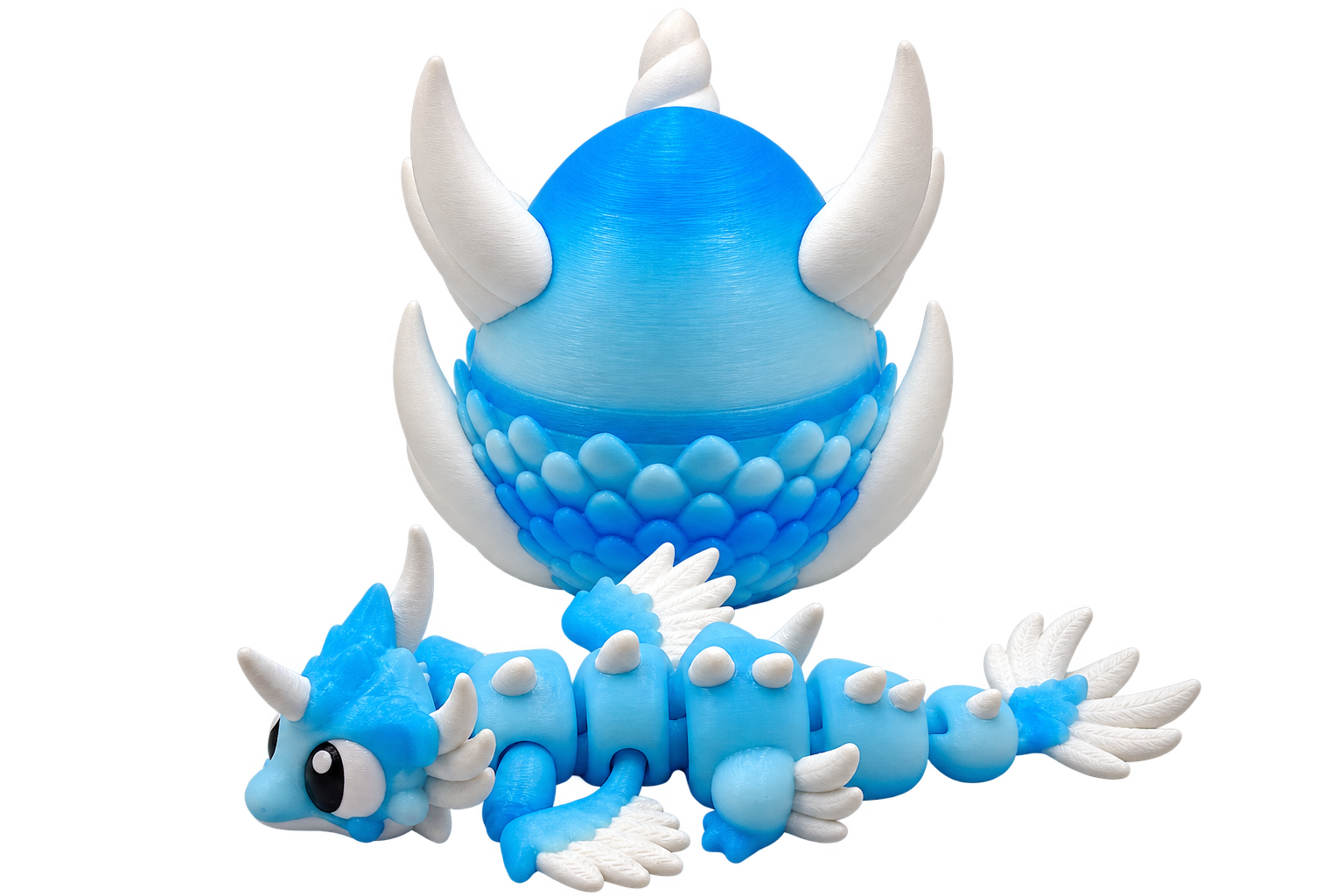 Ice Dragon with Egg | 3D Printed Articulated Dragon | Frost Dragon | Fantasy Dragon Gift