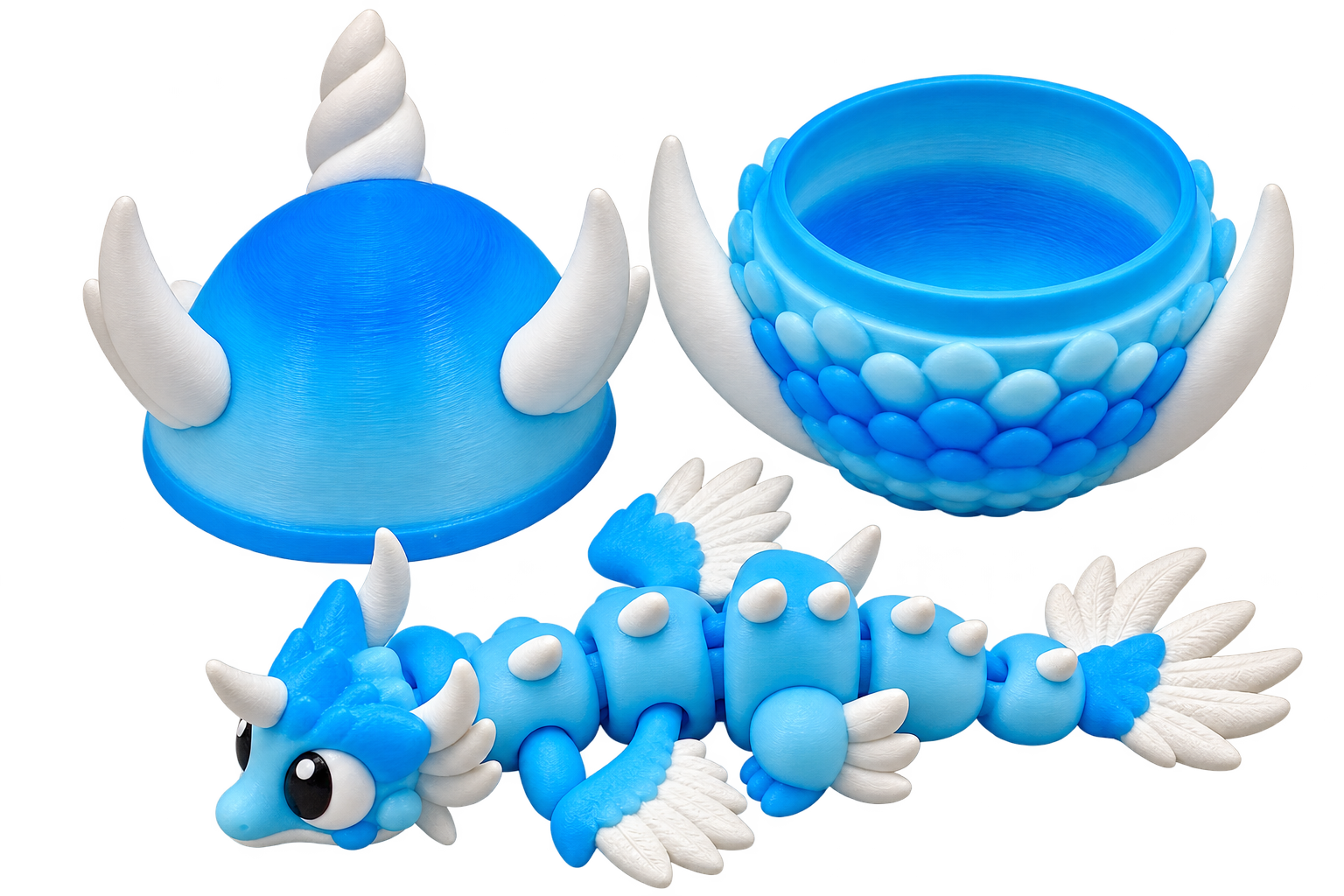 Ice Dragon with Egg | 3D Printed Articulated Dragon | Frost Dragon | Fantasy Dragon Gift
