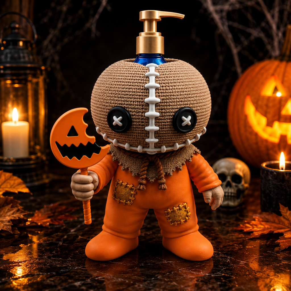 Halloween Pumpkin Character Soap Dispenser Holder | 3D Printed Bathroom & Kitchen Decor