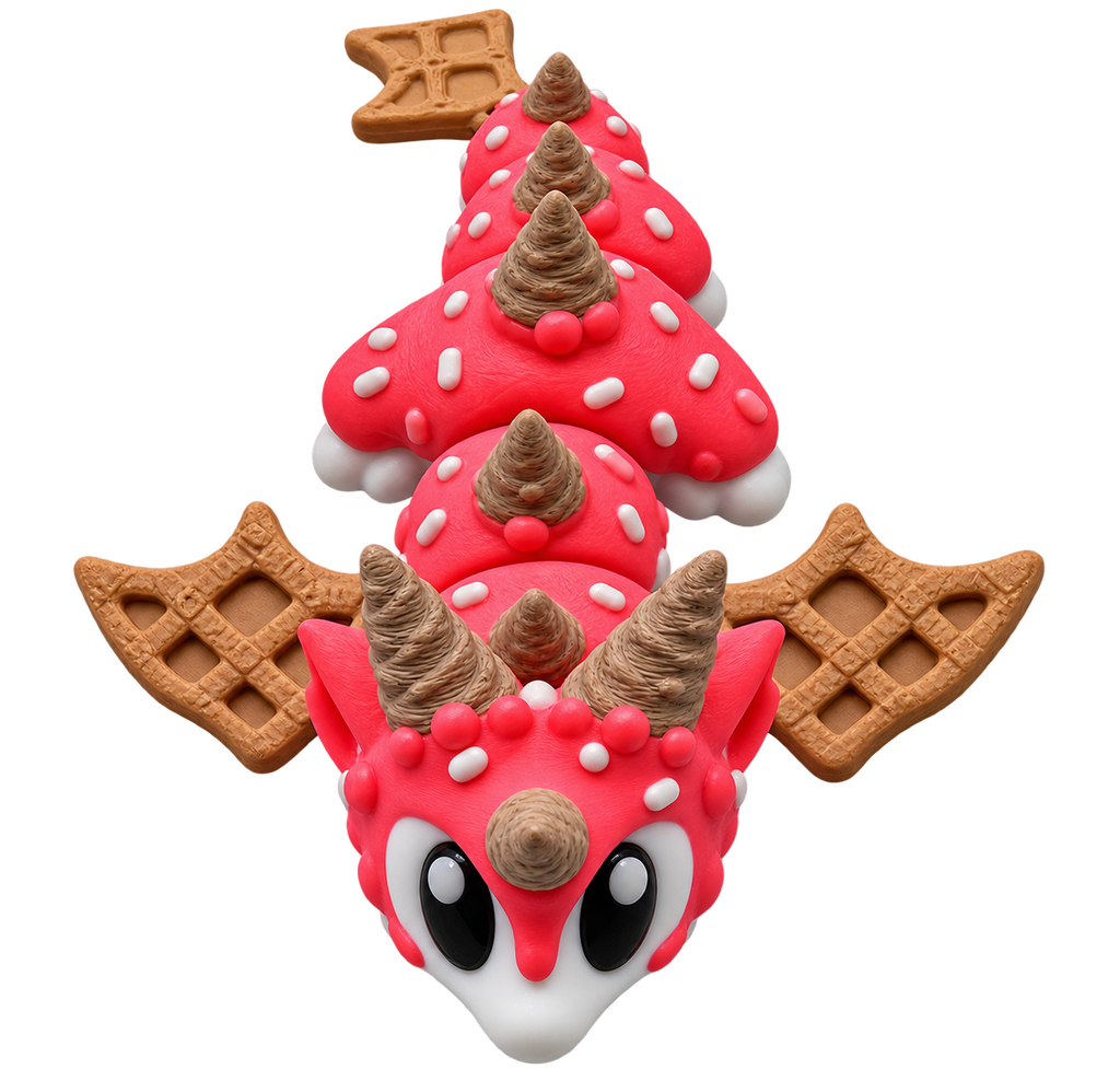 Ice Cream Dragon with Egg | 3D Printed Articulated Dragon | Cute Dessert Dragon | Dragon Egg
