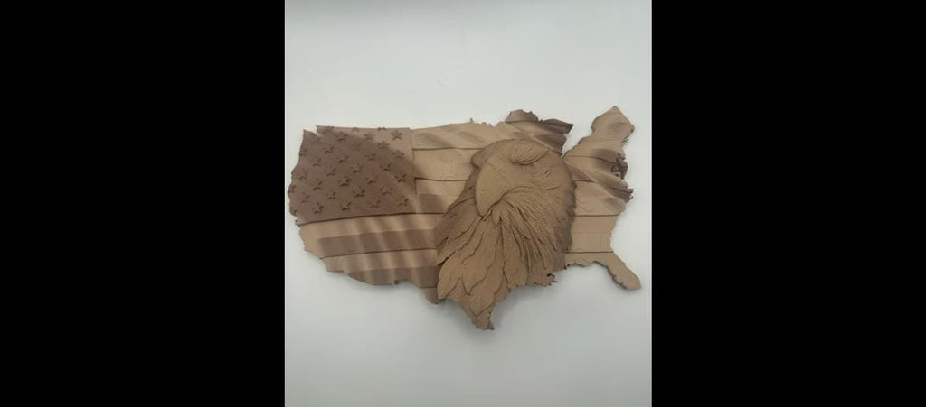 3D USA Map Plaque: Bald Eagle, American Flag Relief Wall Art - Rustic Wood-Tone Decor