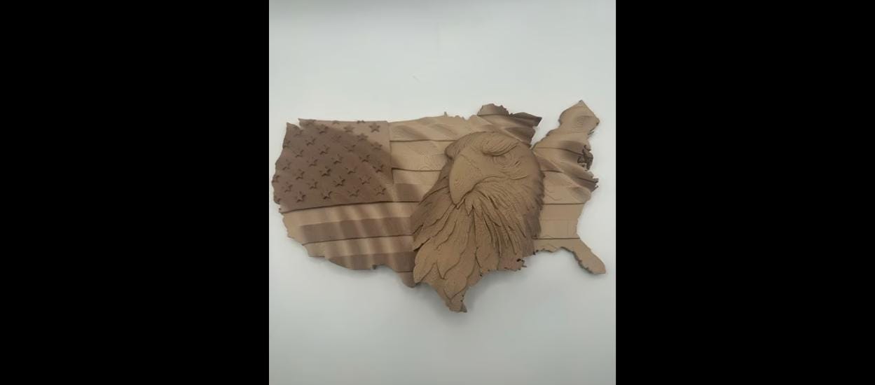 3D USA Map Plaque: Bald Eagle, American Flag Relief Wall Art - Rustic Wood-Tone Decor