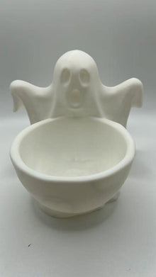 Ghost Candy Bowl Trinket Dish | Spooky Halloween Catchall Tray, Desk Accessory