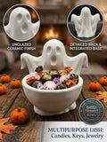 Ghost Candy Bowl Trinket Dish | Spooky Halloween Catchall Tray, Desk Accessory