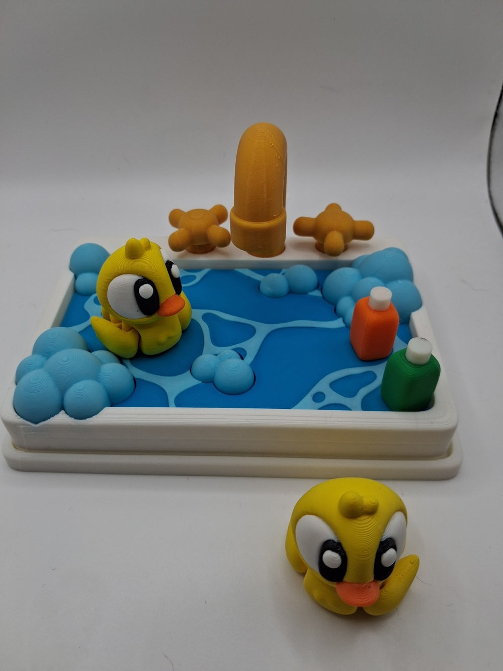 3D Printed Duck Bath Time Playset | Interactive Mini Bathtub & Duck Toy Set