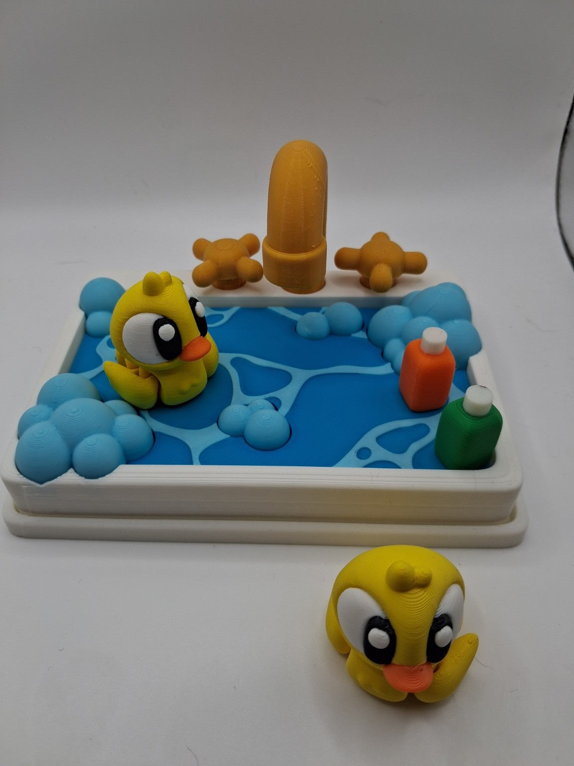 3D Printed Duck Bath Time Playset | Interactive Mini Bathtub & Duck Toy Set