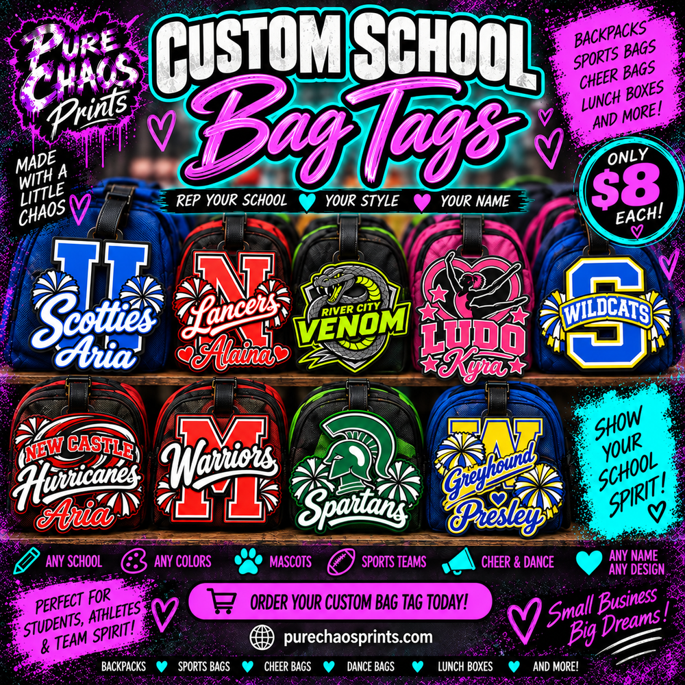 Custom School Bag Tag – Personalized Name, School, Sport & Colors