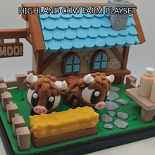Highland Cow Farm Playset – 3D Printed Cow Farmhouse Playset & Gift